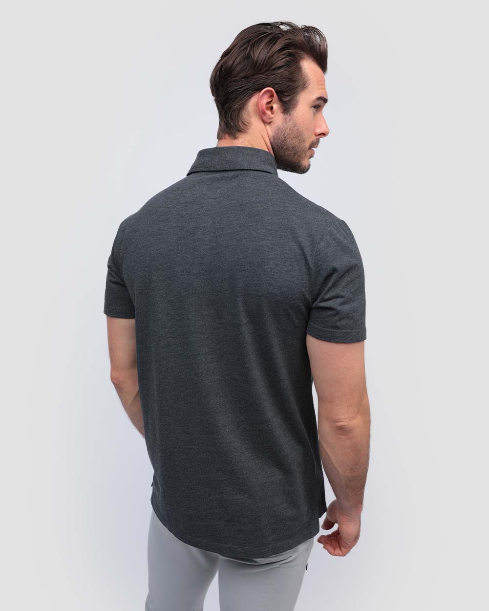 Polo - Tall - Non-Branded-Charcoal-Regular-Back--Model---L