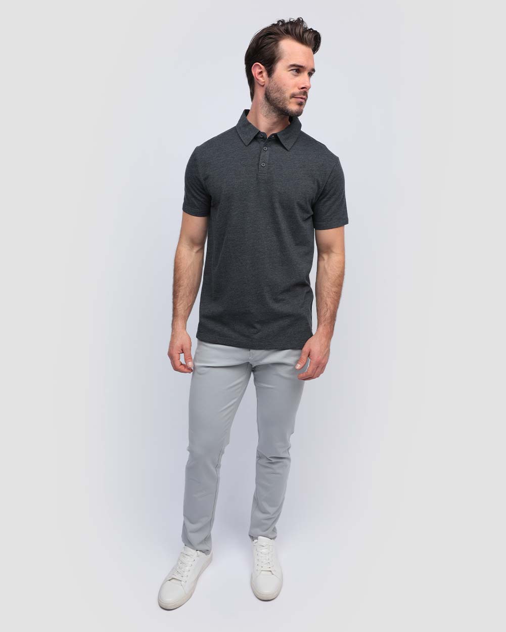 Polo - Tall - Non-Branded-Charcoal-Regular-Full--Model---L