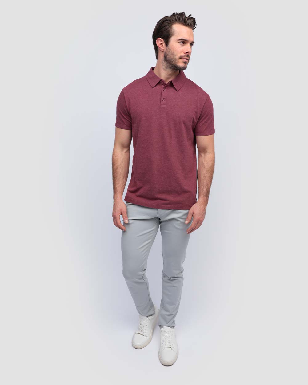 Polo - Tall - Non-Branded-Maroon-Regular-Full--Model---L