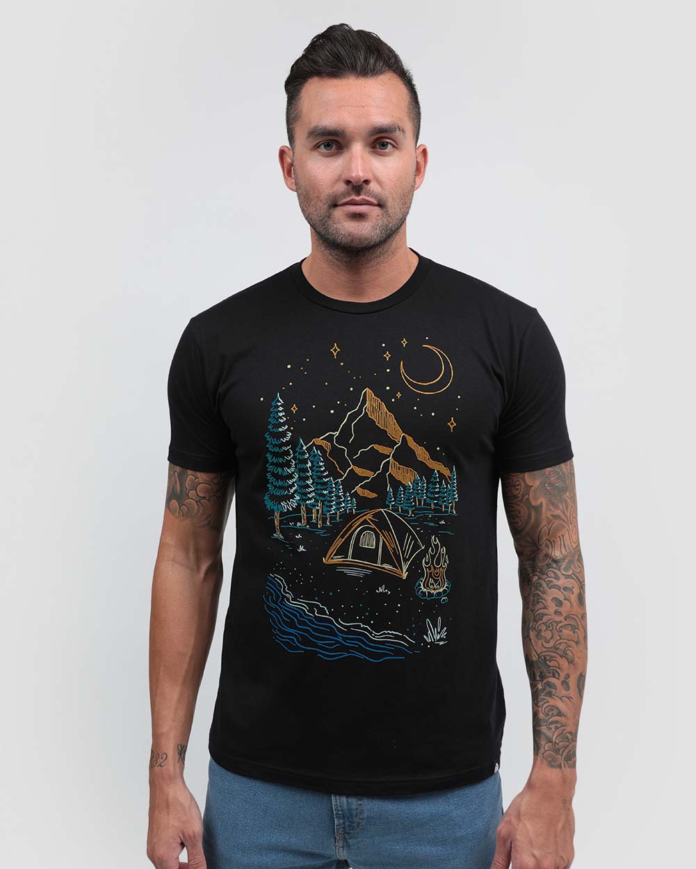 Moonlight Camper Tee-Black-Regular-Front--Model---L