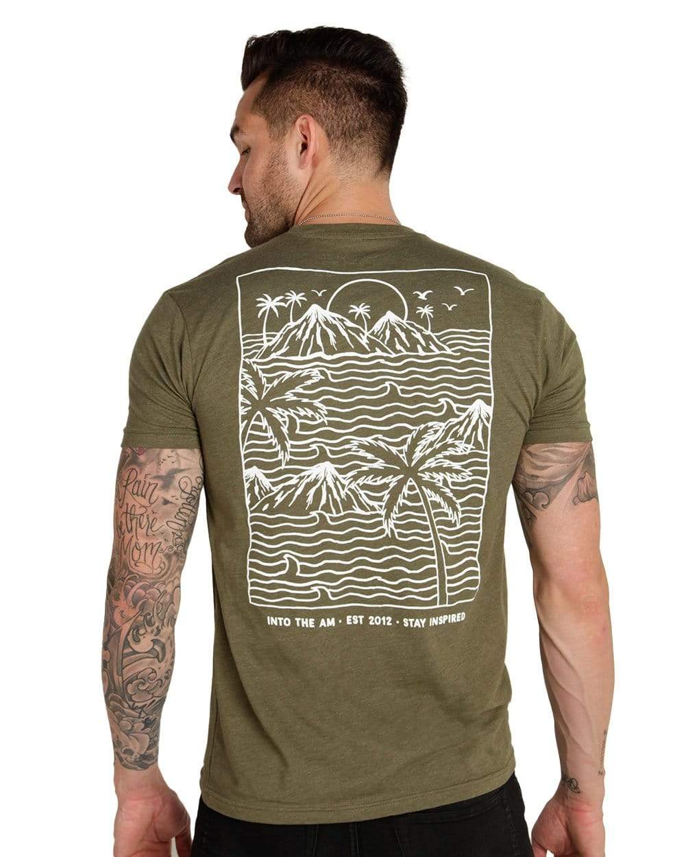 Summer Islands Tee-Olive Green-Regular-Back--Model---L