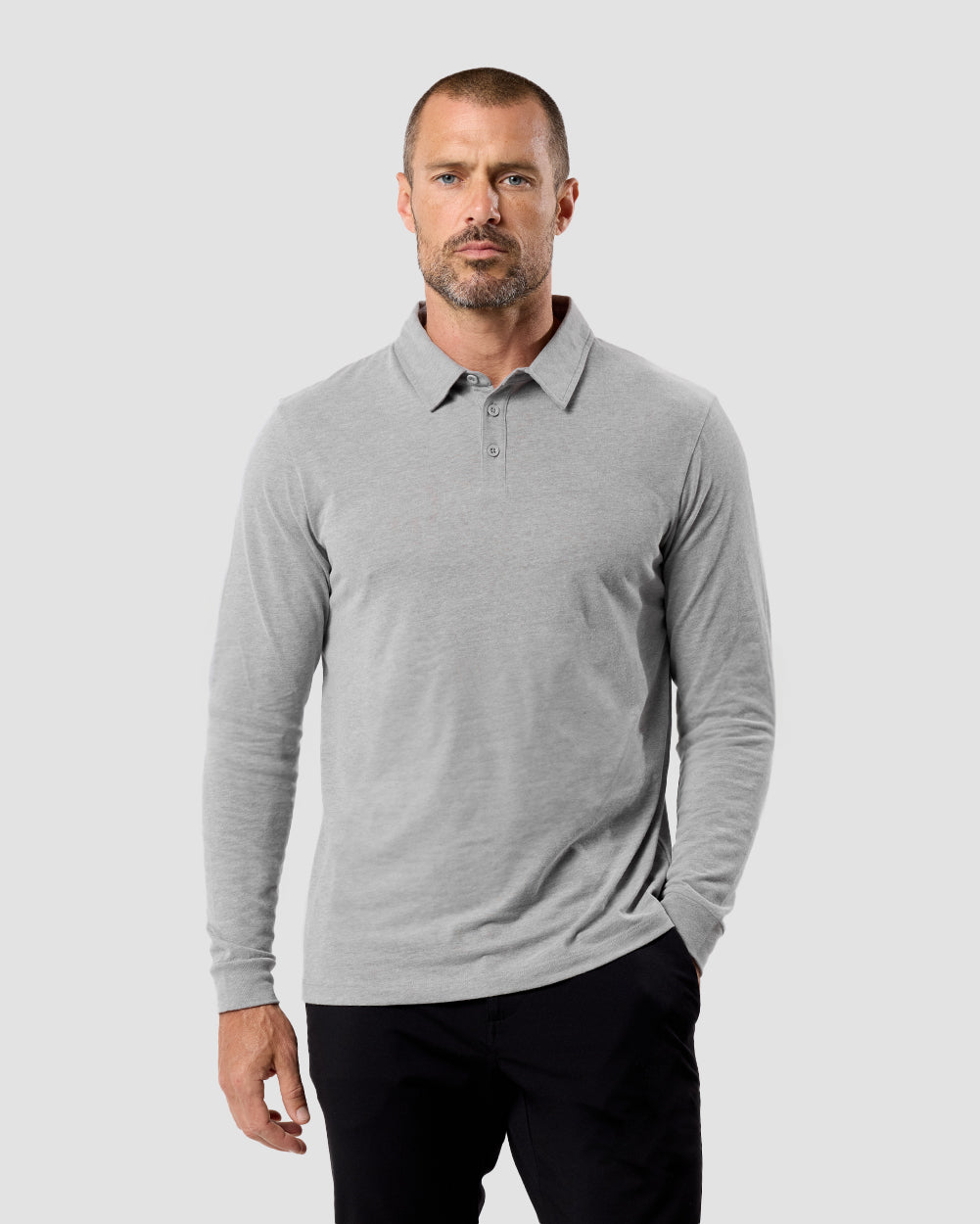 Long Sleeve Polo - Non-Branded-Grey-Reg-Regular-Front--Zac---L