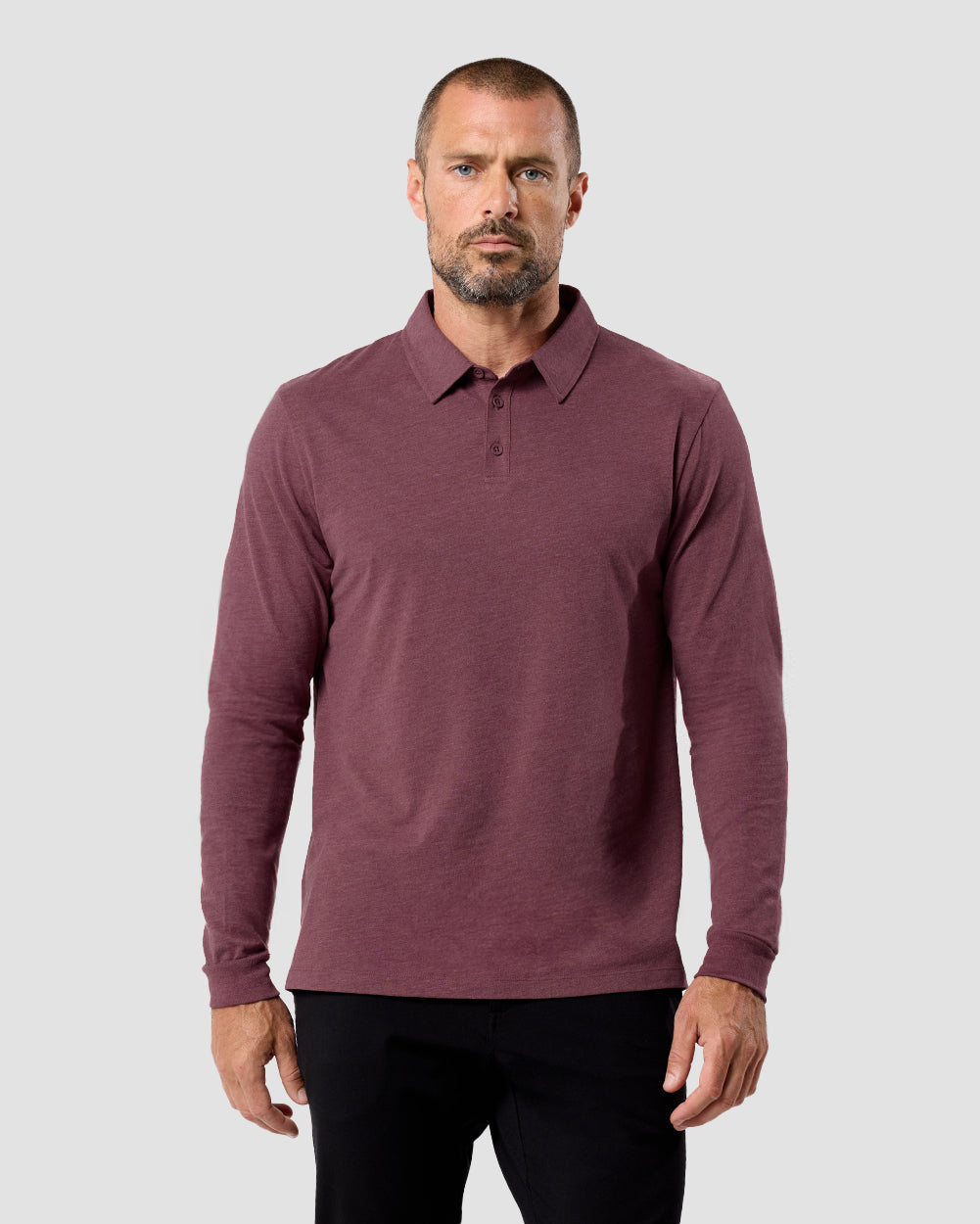 Long Sleeve Polo - Non-Branded-Maroon-Reg-Regular-Front--Zac---L