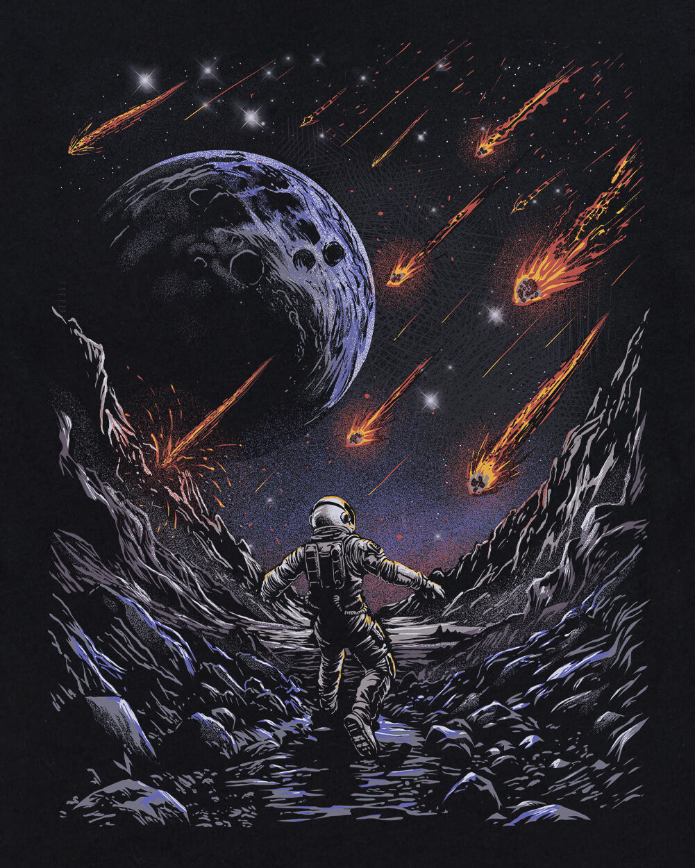 Meteor Rush Tee-Black-Regular-Swatch--Model---L