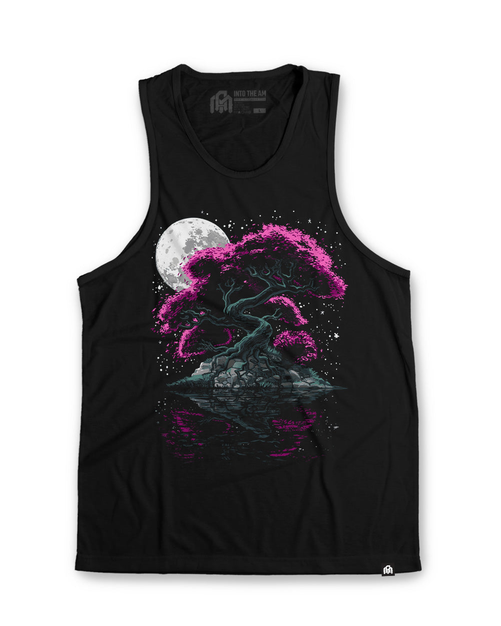 Midnight Bloom Tank-Black-Regular-Mock--Model---L
