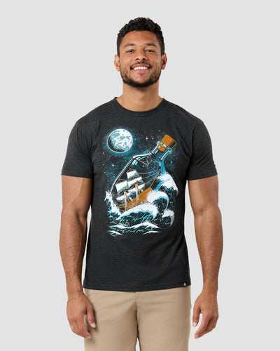 Moonlit Voyage Tee-Charcoal-Regular-Front--Model---L