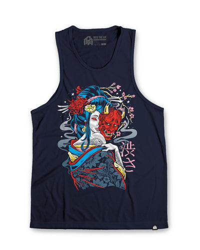Mystic Geisha Tank-Navy-Regular-Mock--Model---L