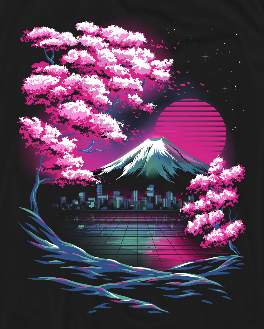 Neon Horizon Tee-Black-Regular-Swatch--Model---L