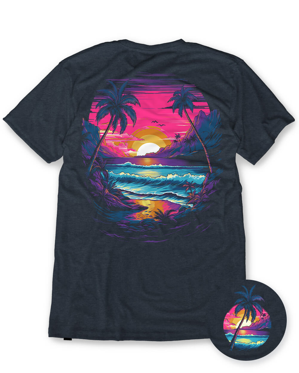 Neon Shores II Tee-Navy-Regular-Mock--Model---L