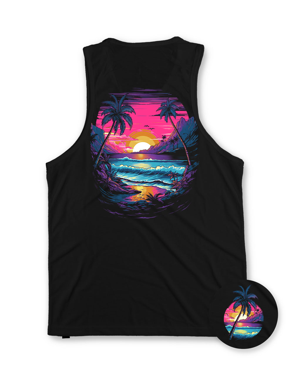Neon Shores II Tank - Black-Black-Regular-Mock--Model---L