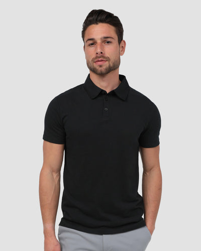 Polo - Non-Branded-Black-Reg-Regular-Front--Model---L