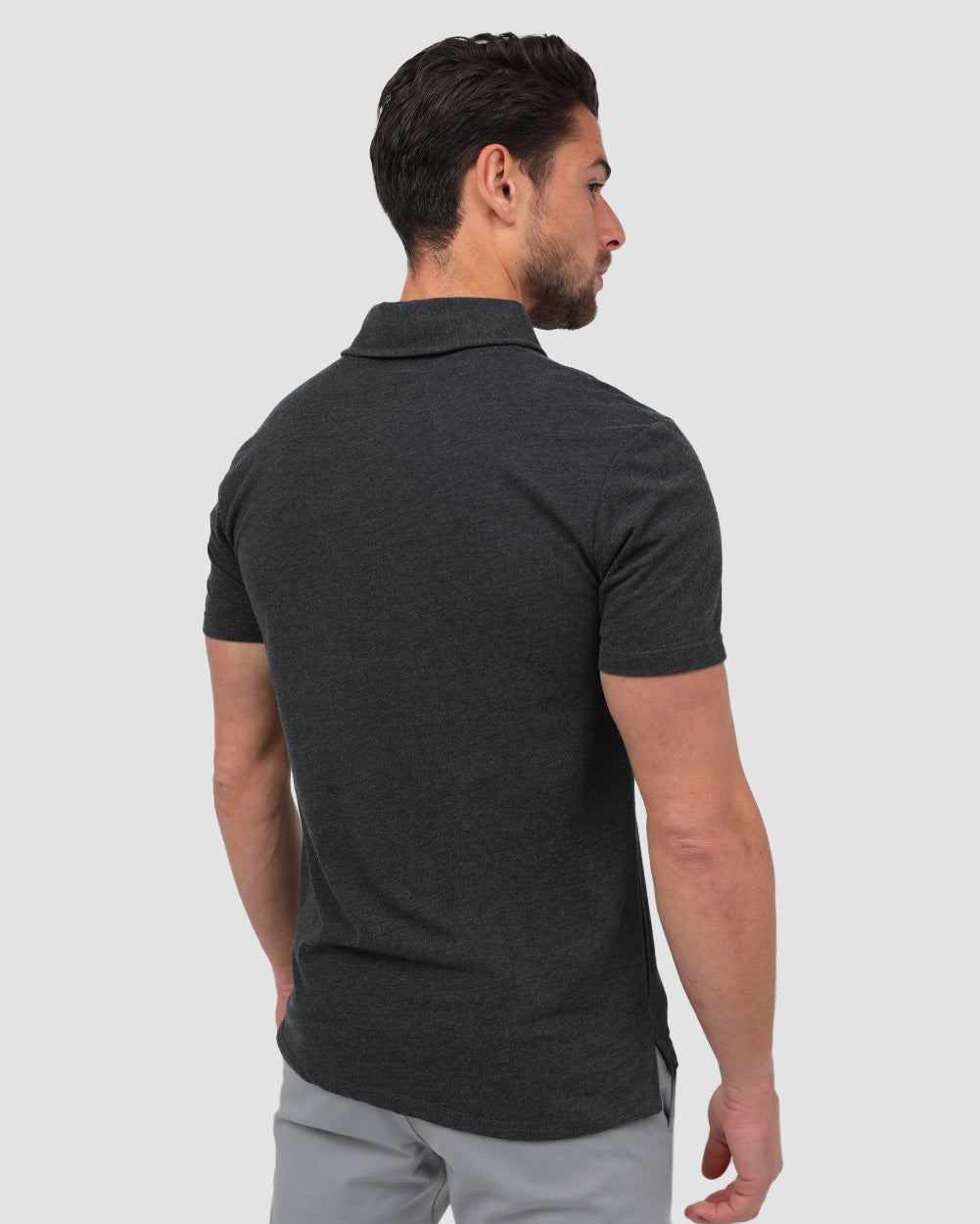 Polo - Non-Branded-Charcoal-Full--Model---M-Regular