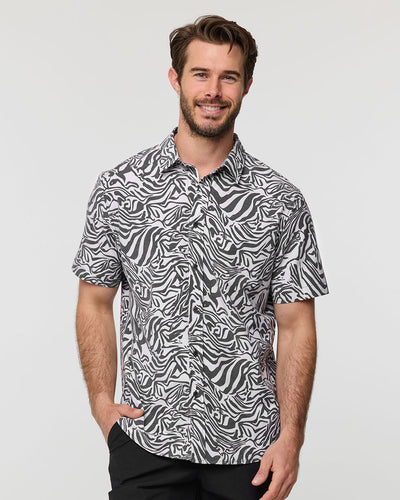 Relaxed Button Up - Non-Branded-Black Beige Animal-Regular-Dront--Alex---M