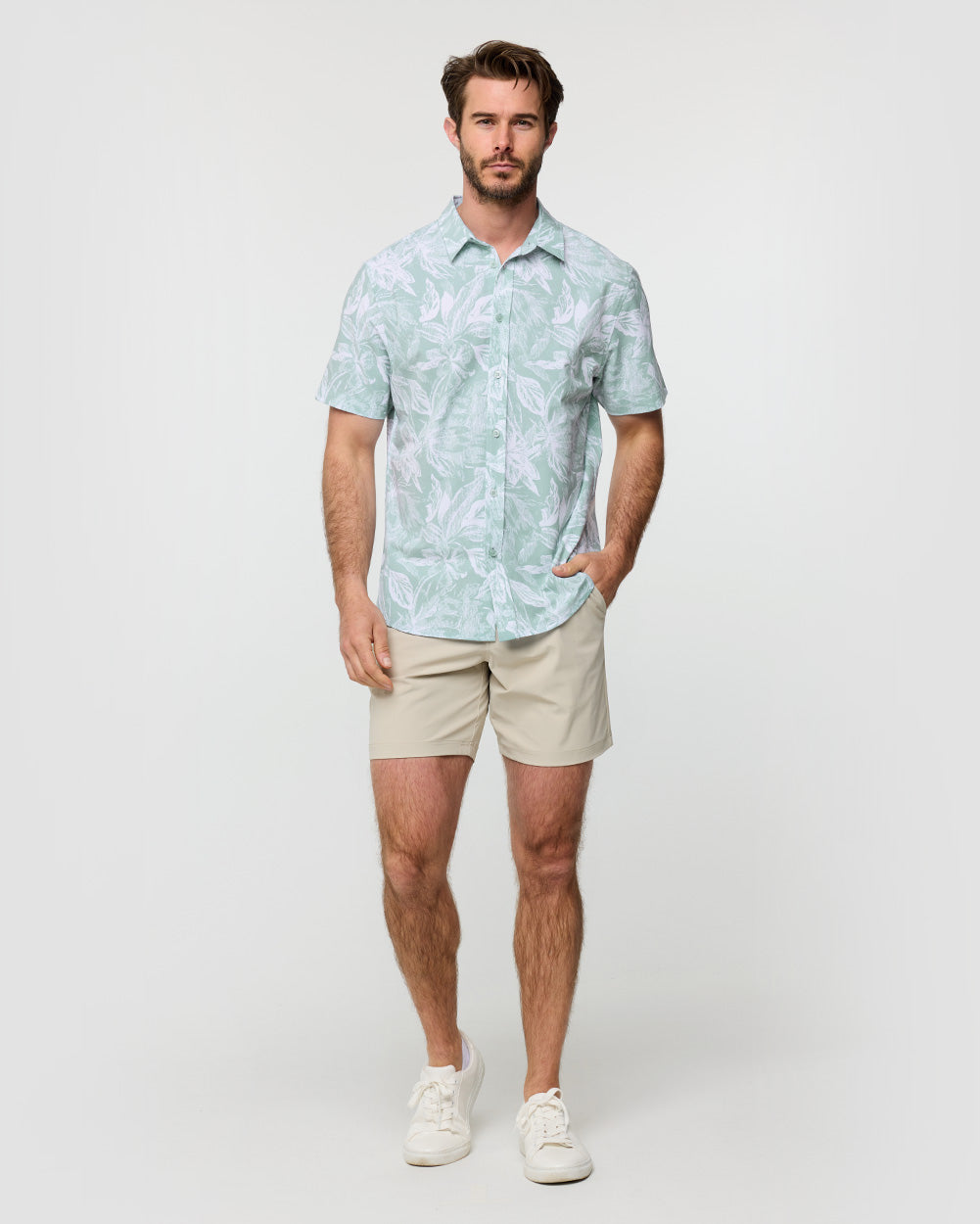 Relaxed Button Up-Slate Green Floral-Regular-Full--Alex---M