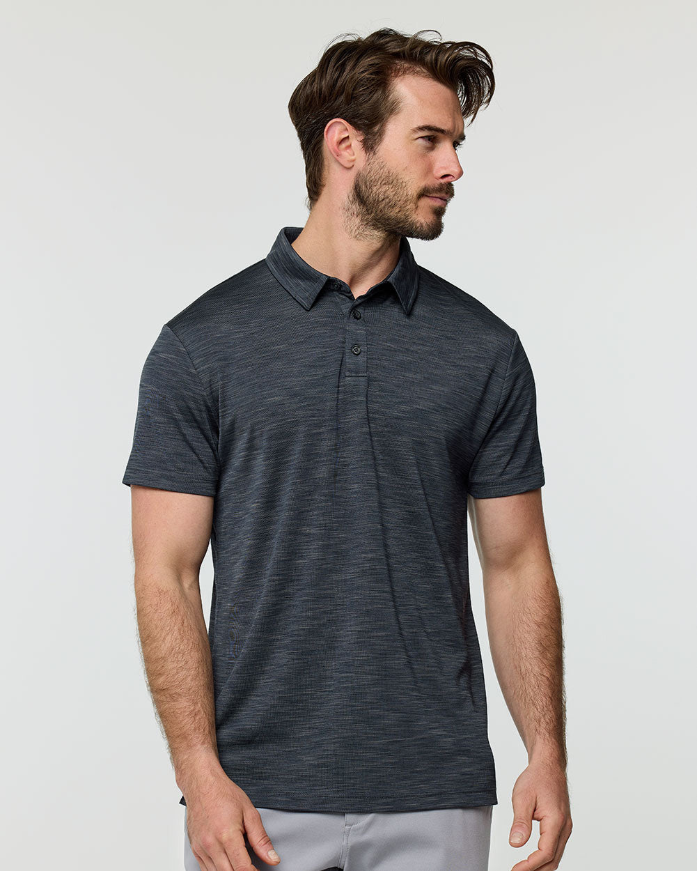 Performance Polo - Non-Branded-Charcoal-Tall-Regular-Front--Model---L