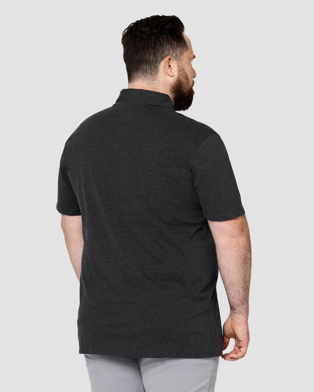 Polo - Tall - Non-Branded-Charcoal-Plus-Back--Model---L