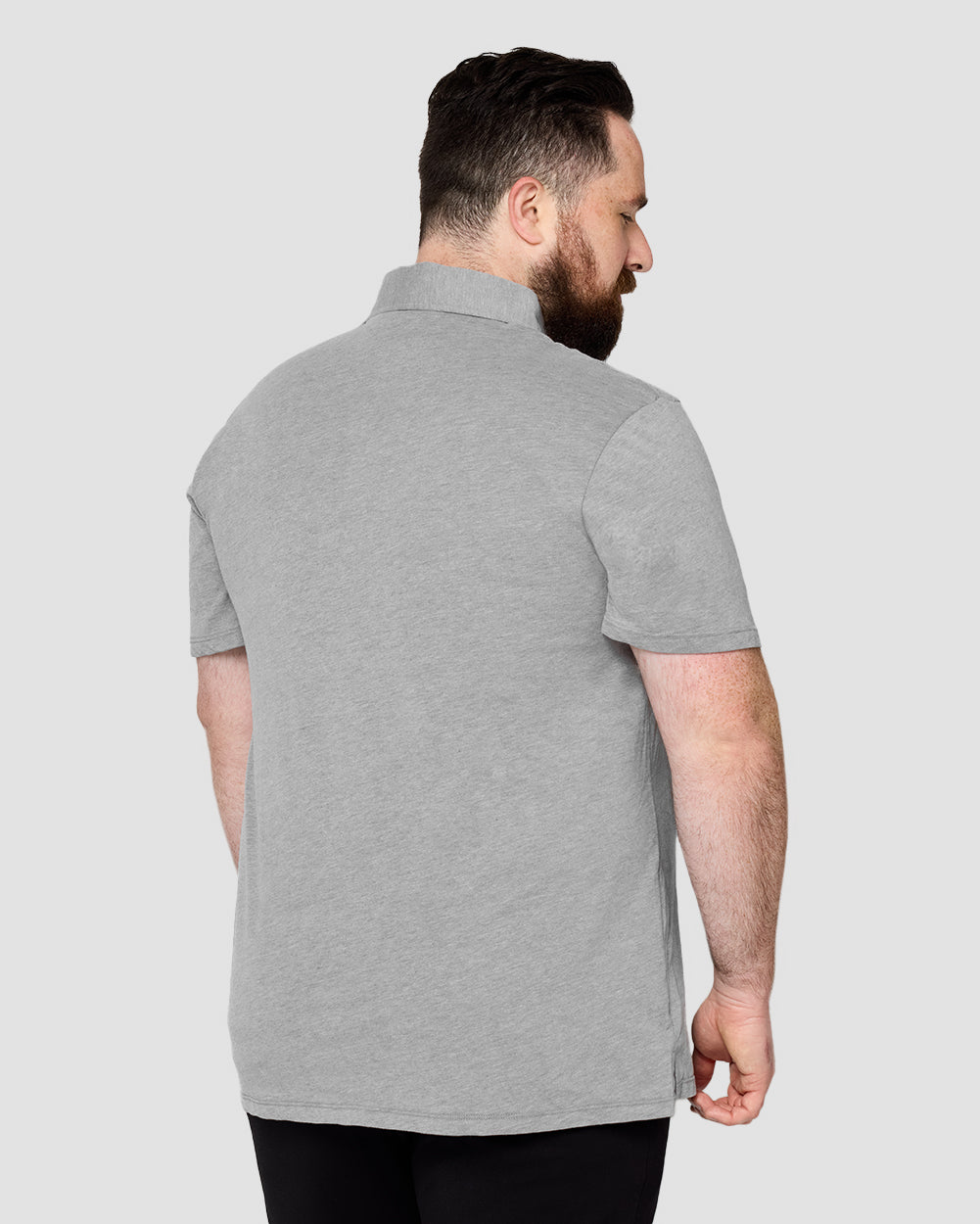 Polo - Tall - Non-Branded-Grey-Plus-Back--Model---L