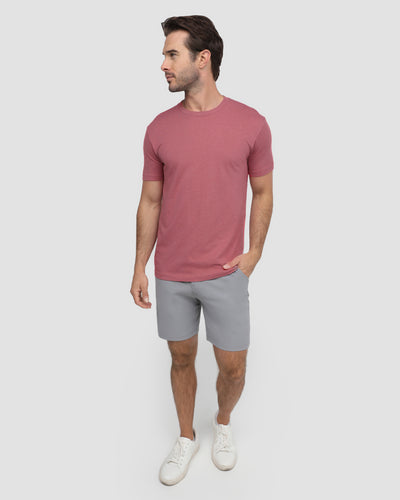 Basic Tee - Non-Branded-Heather Mauve-Reg-Regular-Full--Model---M