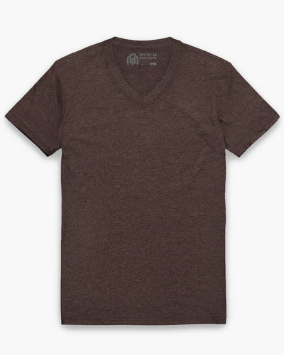 V-Neck Tee - Non-Branded-Brown-Tall-Regular-Mock--Model---L