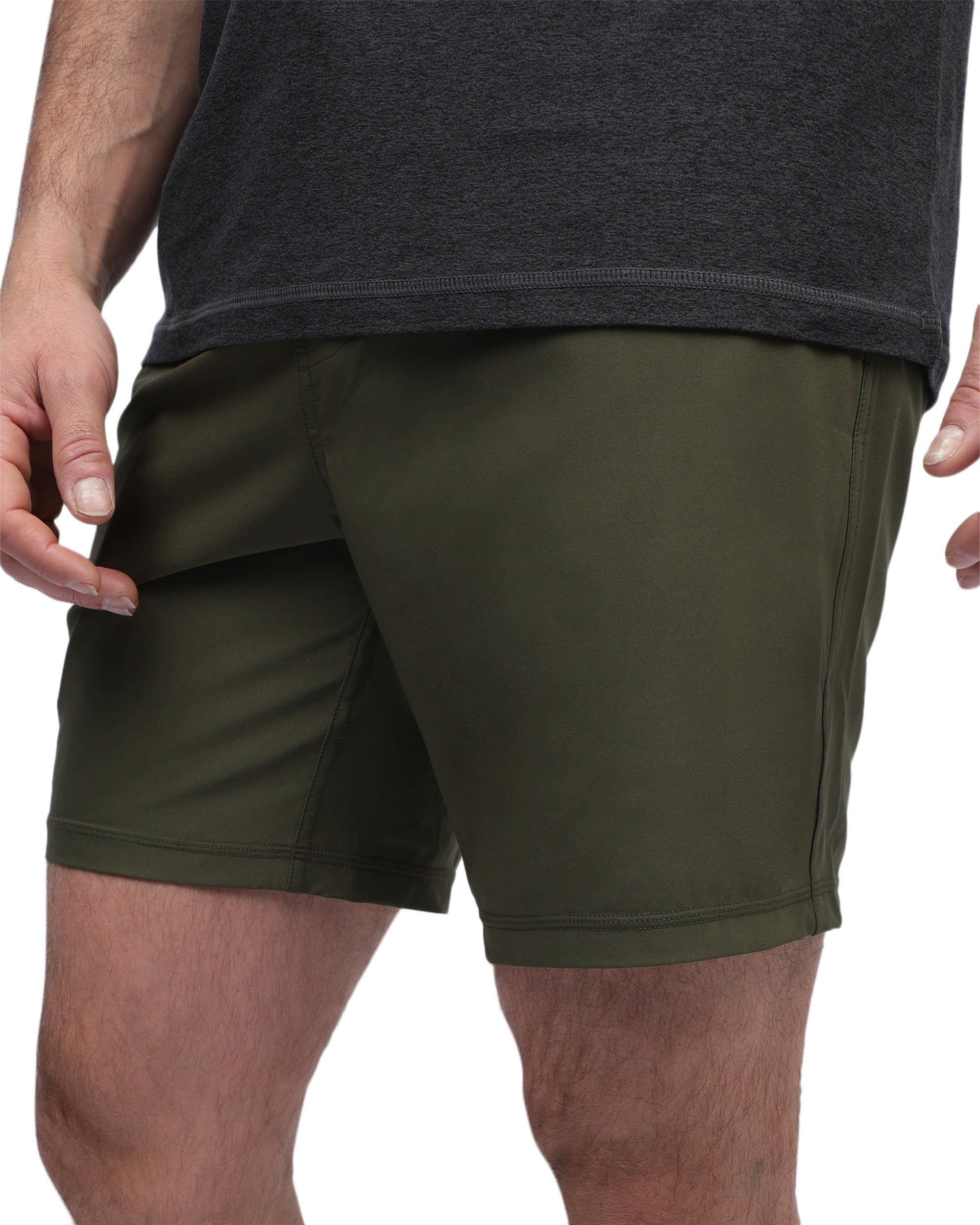 Active Shorts - Non-Branded-Dark Olive-Regular-Front--Model---L