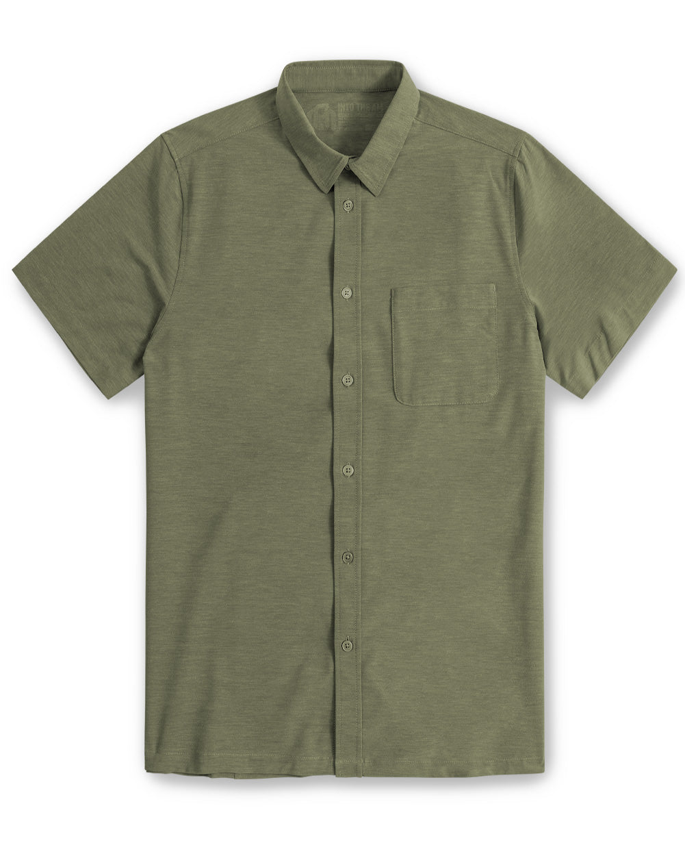 Button Up - Non-Branded-Olive Green-Regular-Mock--Model---L