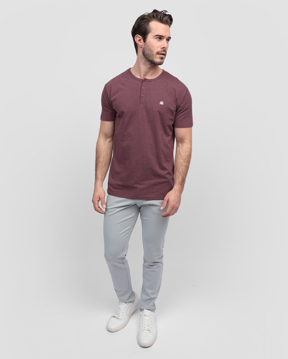 Henley Tee - Non-Branded-Maroon-Regular-Full--Alex---M