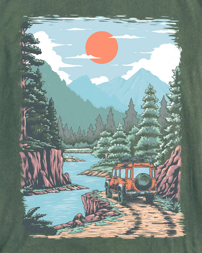 Offroad Escape Vintage Tee-Vintage Royal Pine-Regular-Swatch--Model---L