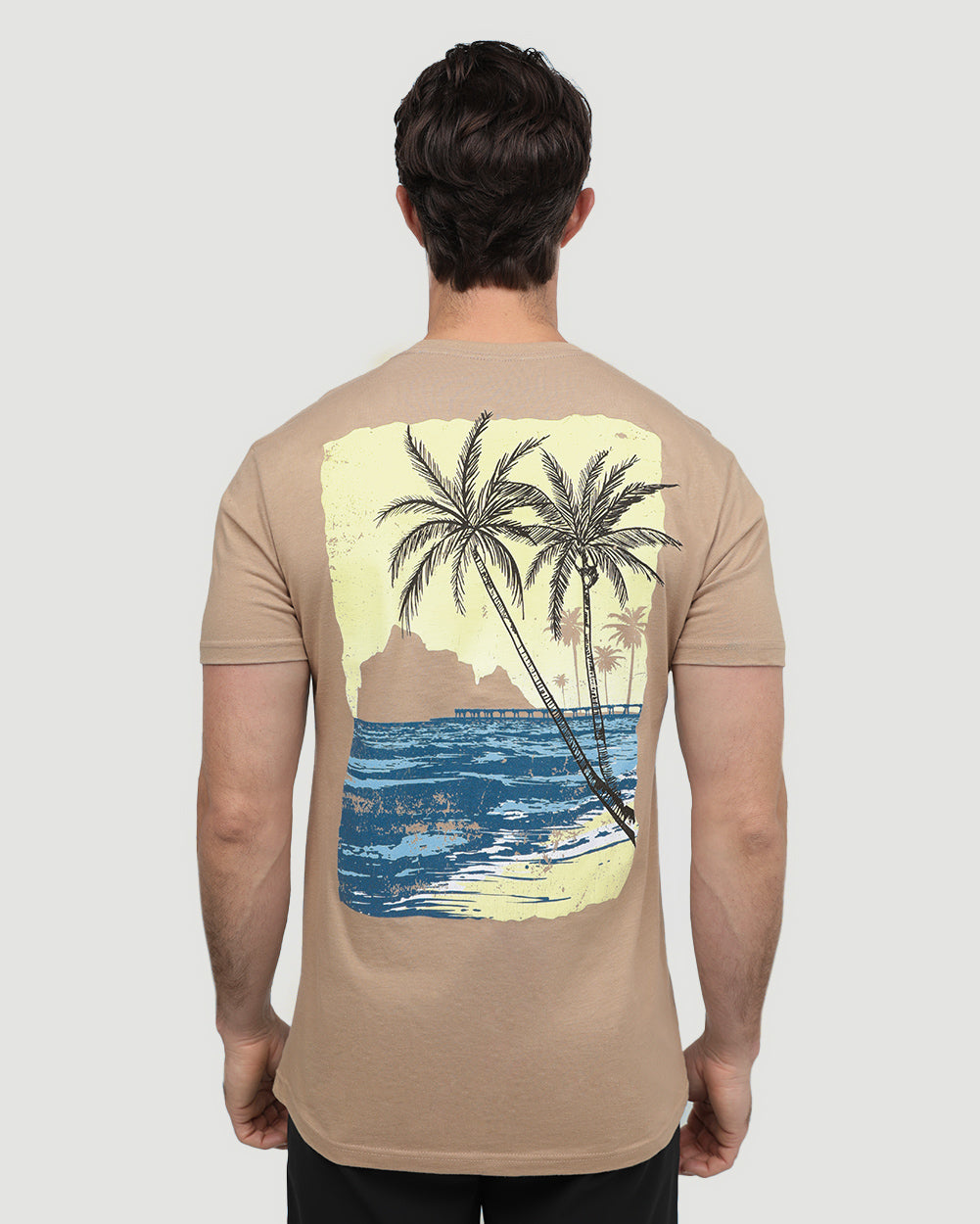 Palm Peak Tee-Heather Tan-Regular-Back--Model---L