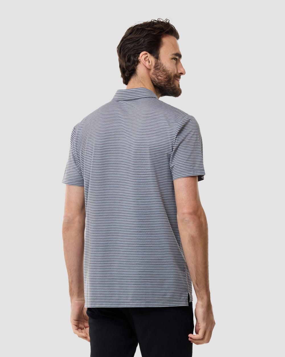 Pursuit Performance Polo-Black Grey Stripes-Regular-Back-Clayton---M