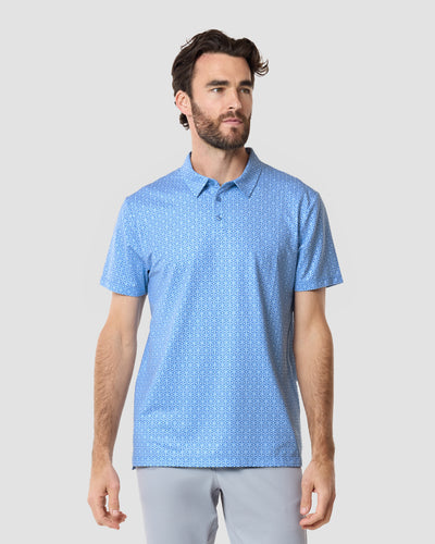 Pursuit Performance Polo-Columbia Blue Cubes-Reg-Regular-Front--Model---L