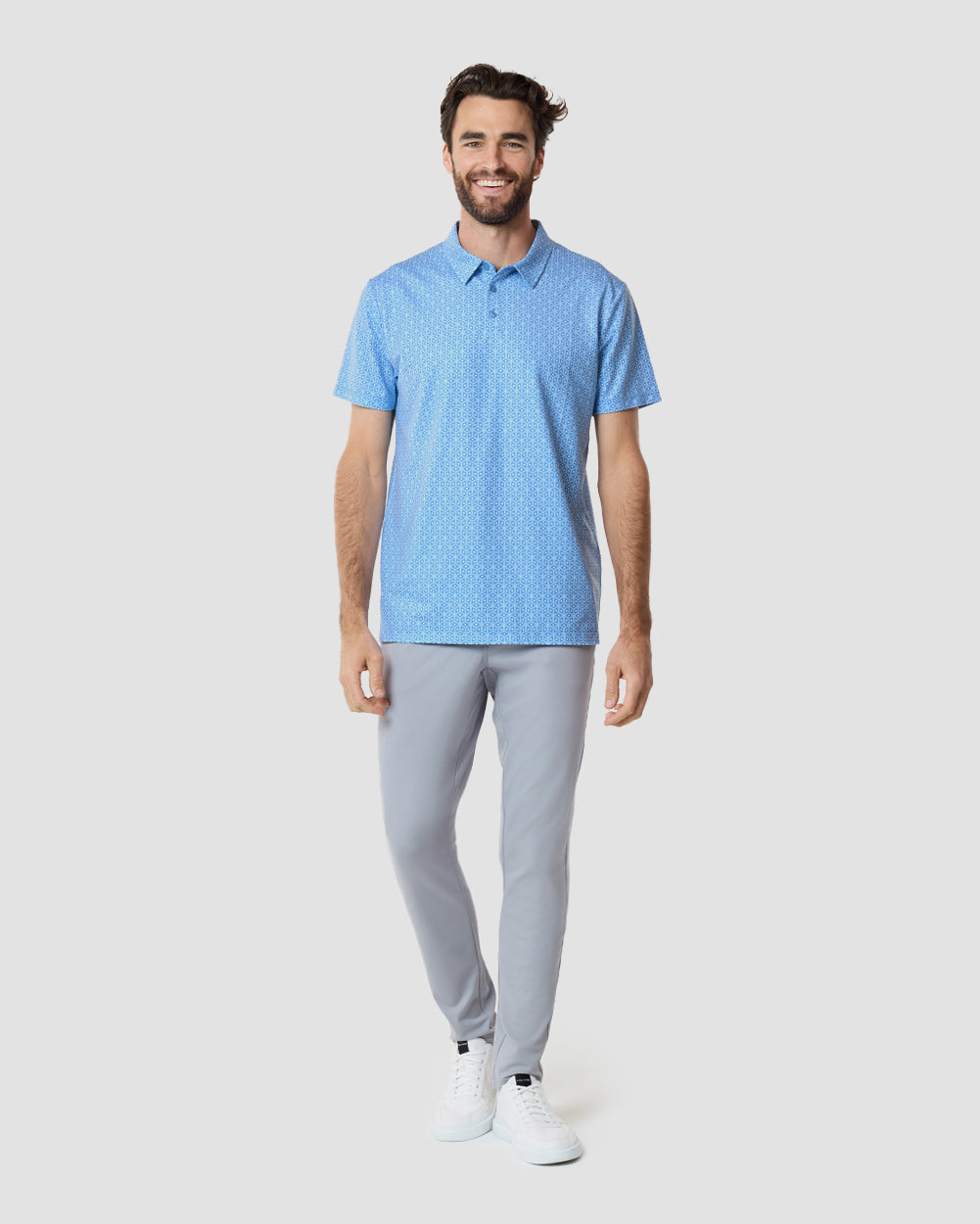 Pursuit Performance Polo-Columbia Blue Cubes-Reg-Regular-Full--Model---L