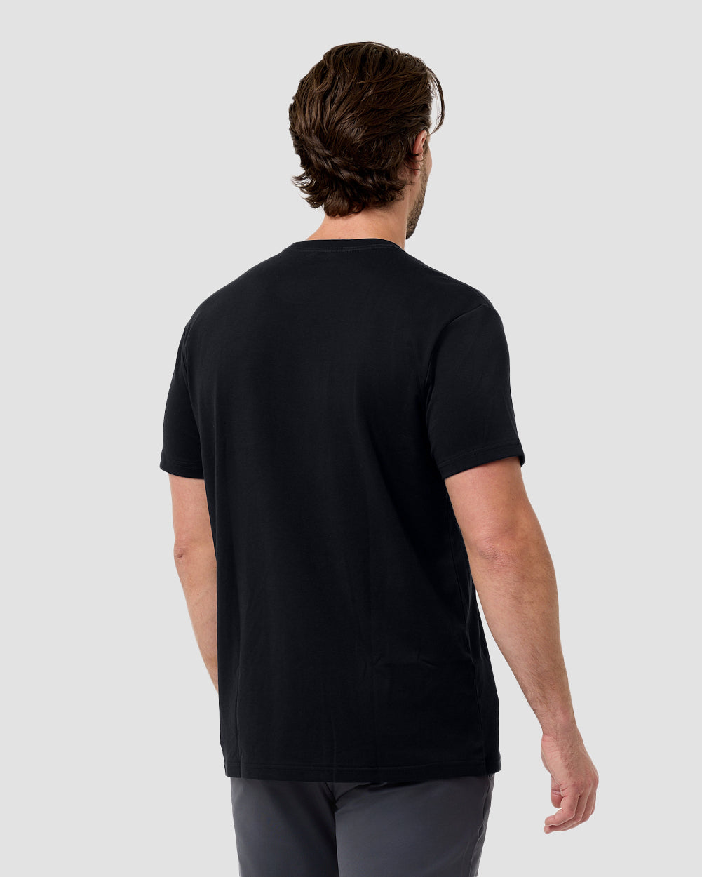 Pima Cotton Tee-Black-Regular-Back--Model---L