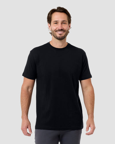 Pima Cotton Tee-Black-Regular-Front--Model---L