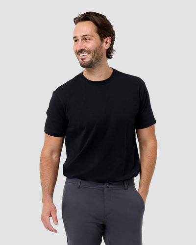 Pima Cotton Tee-Black-Regular-Front Detail--Model---L