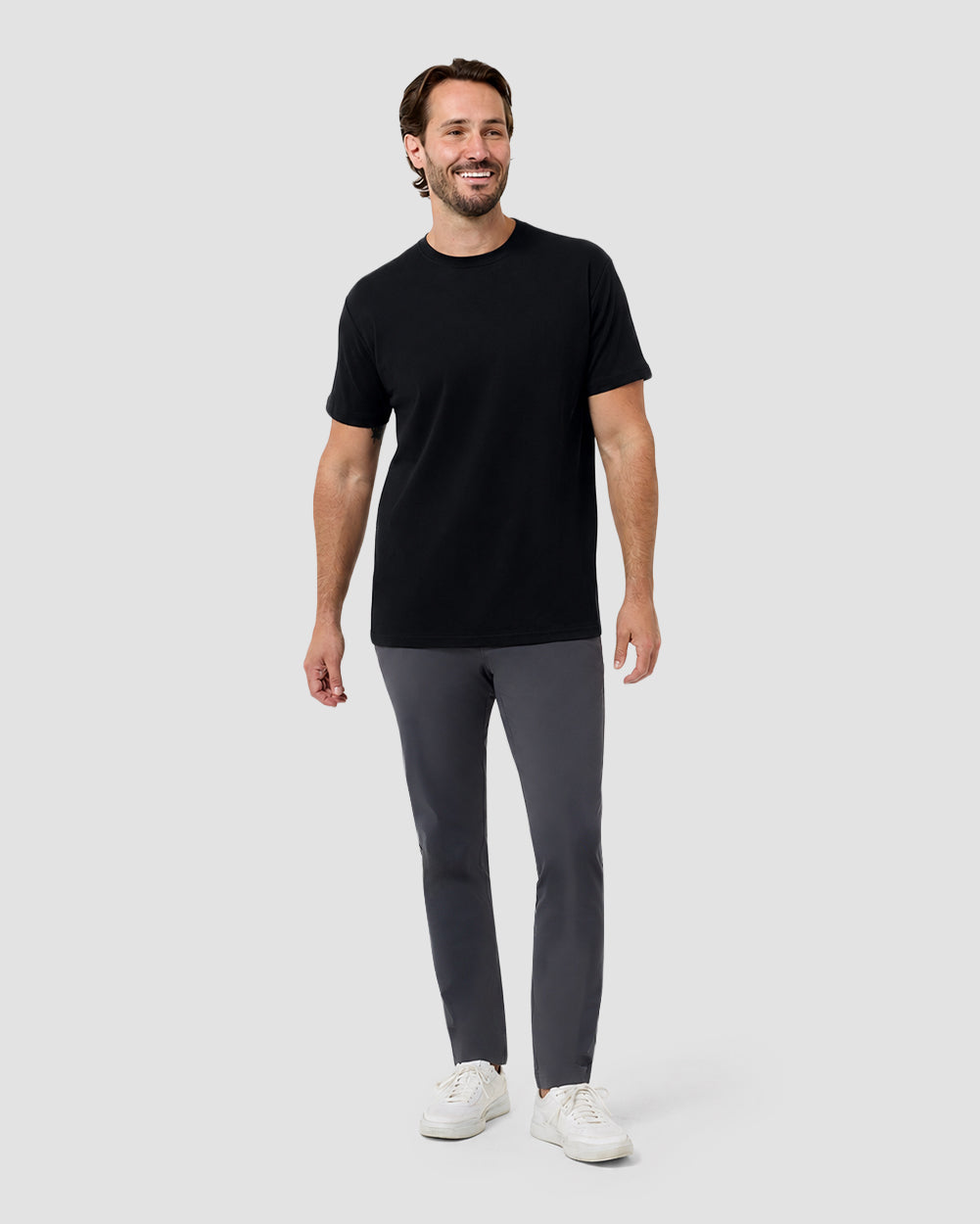 Pima Cotton Tee-Black-Regular-Full--Model---L