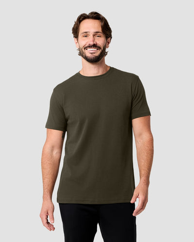 Pima Cotton Tee-Midnight Olive-Regular-Front--Model---L