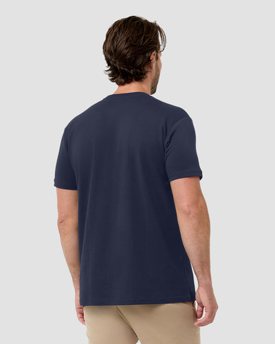 Pima Cotton Tee-Navy-Regular-Back--Model---L