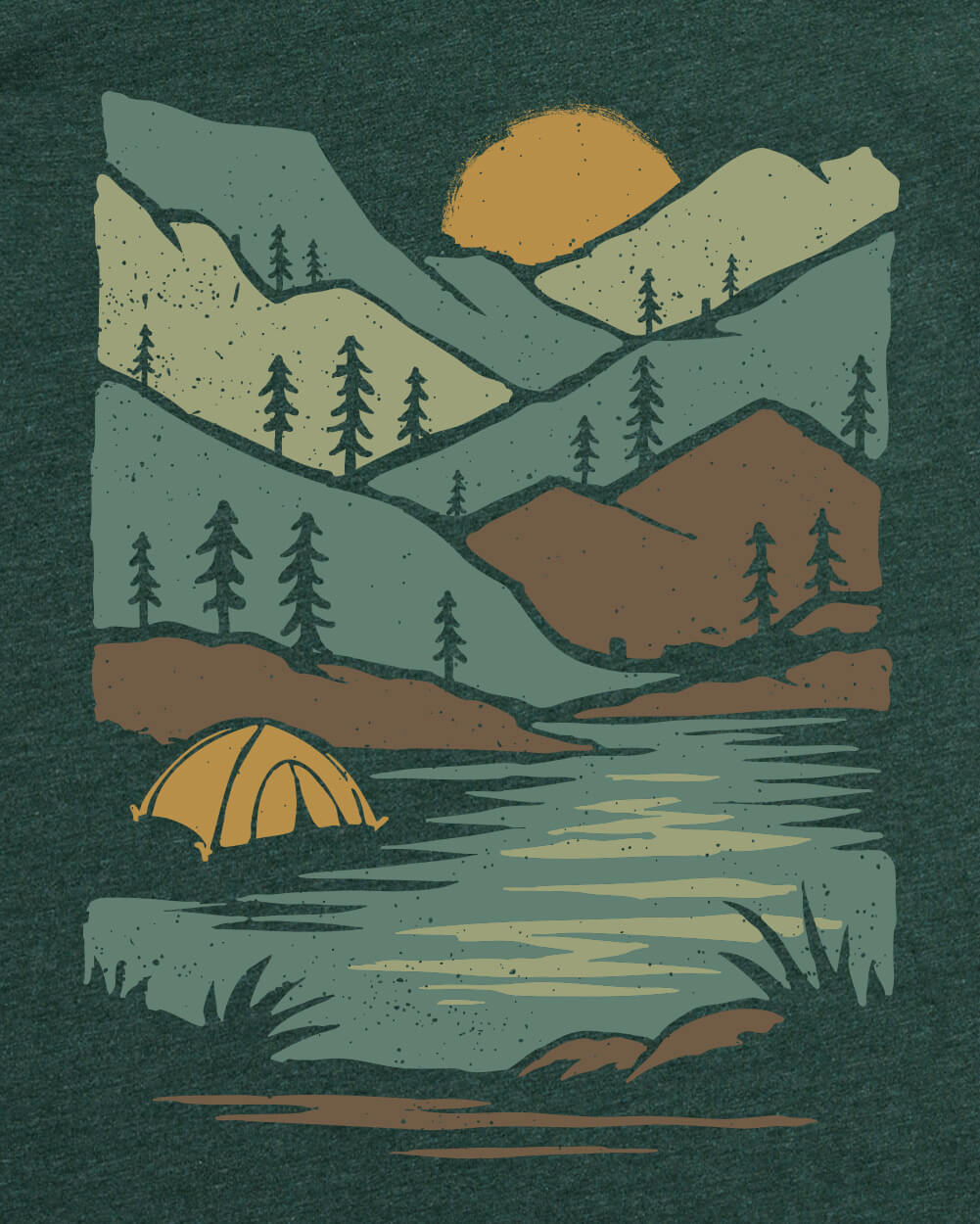 Pinehaven Tee-Heather Forest-Regular-Swatch--Model---L