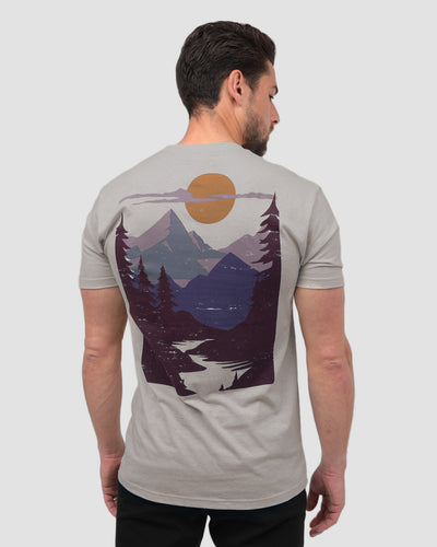 Purple Peaks Tee-Ivory-Regular-Back--Model---L
