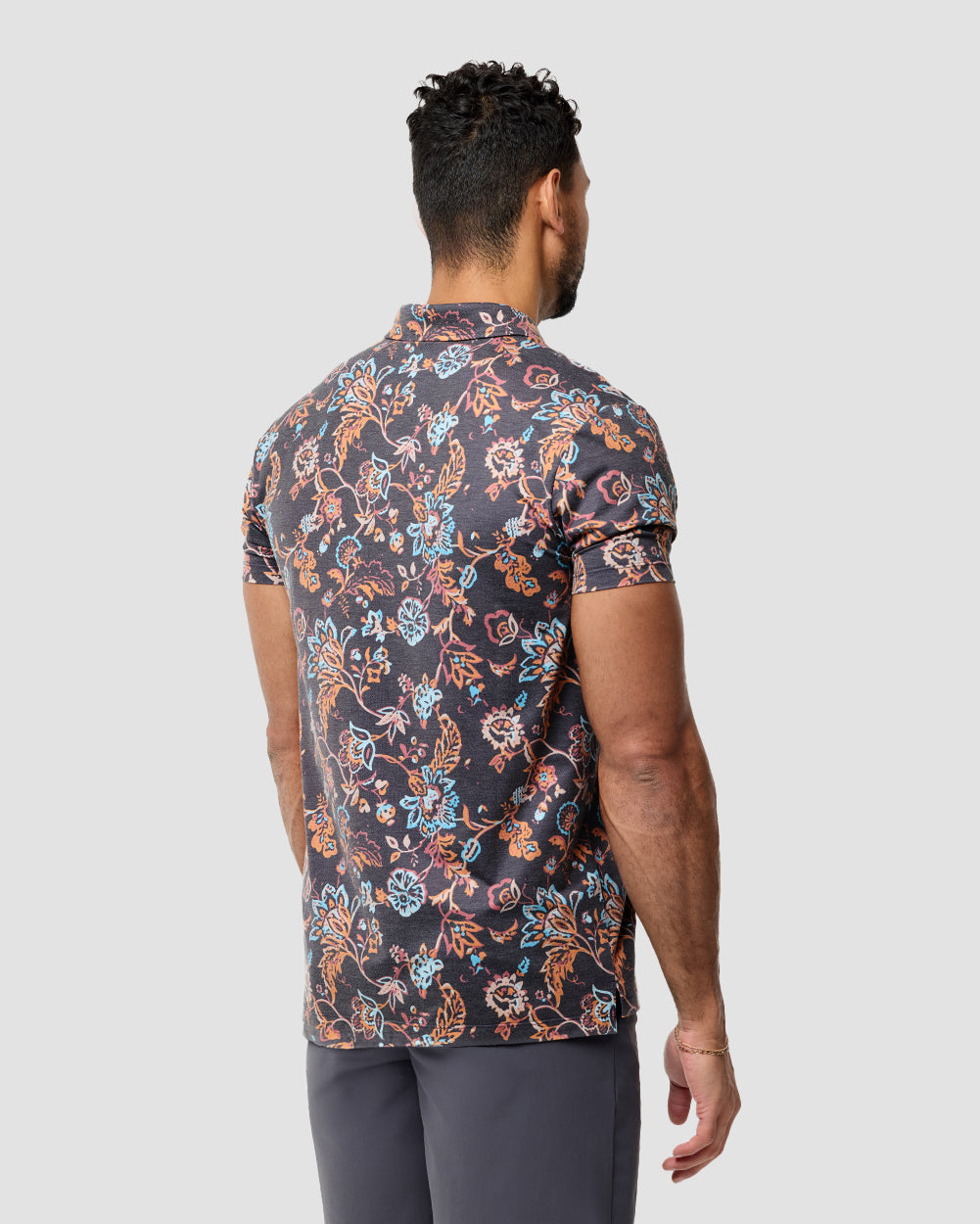 Pursuit Performance Polo-Black Floral-Regular-Front--Back---L