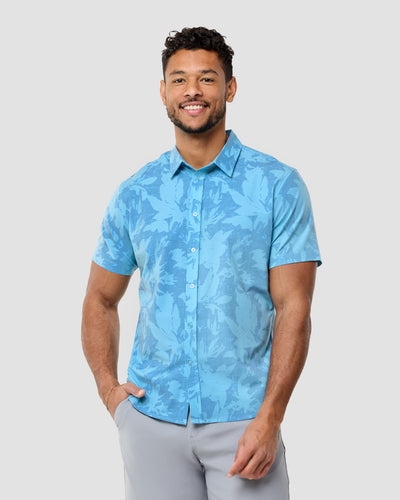 Relaxed Button Up - Non-Branded-Blue Abstract Floral-Regular-Front--Nico---L