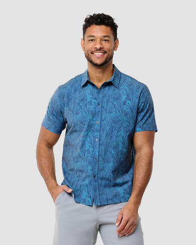 Relaxed Button Up - Non-Branded-Blue Tonal Floral-Regular-Front--Nico---L