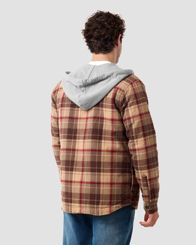 Ridgeview Flannel Jacket-Beige Multi Plaid-Regular-Back--Model---L