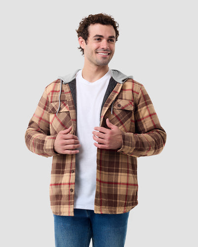 Ridgeview Flannel Jacket-Beige Multi Plaid-Regular-Front--Model---L