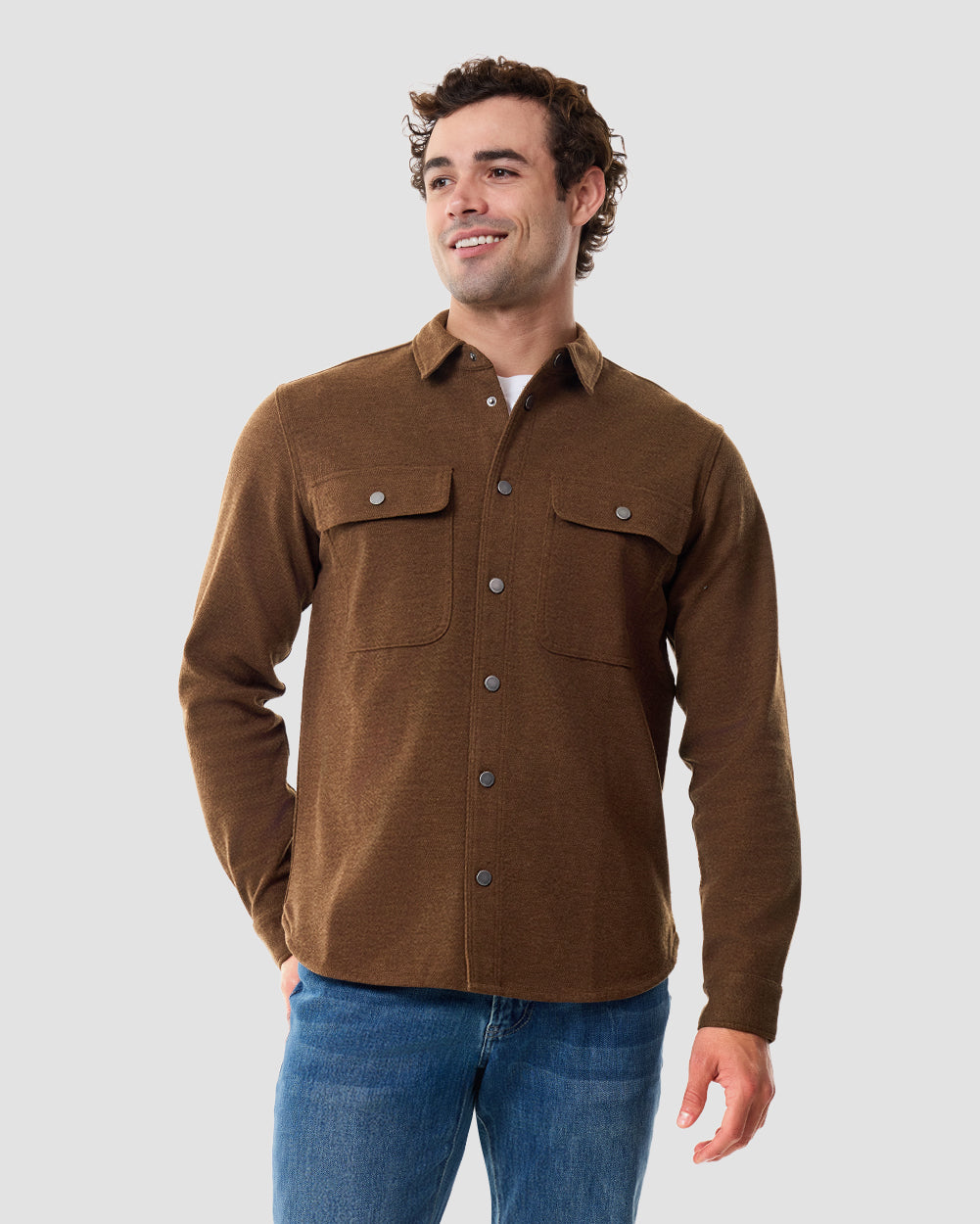 Sierra Shirt Jacket-Brown-Regular-Front2--Model---M