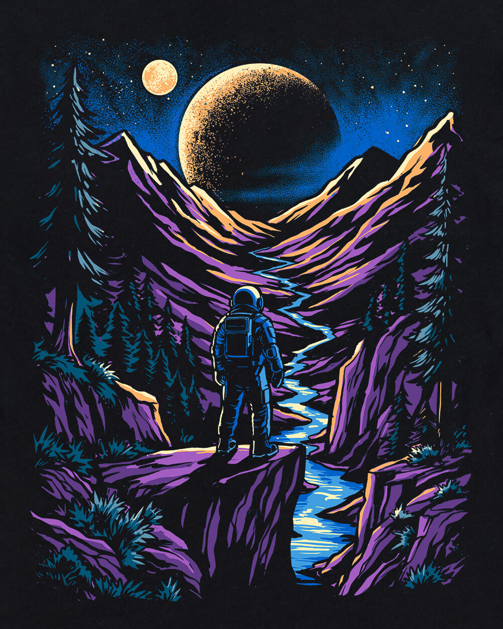 Solar Canyon Tee-Black-Regular-Swatch--Model---L