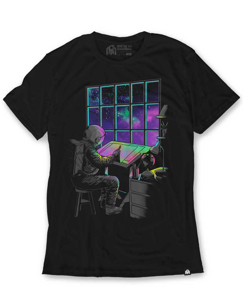 Stellar Sketch Glow-in-the-Dark Tee-Black-Regular-Mock--Model---L