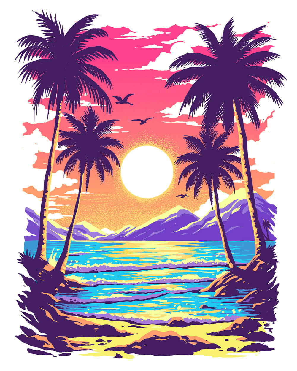 Sunburst Shores Tee-White-Regular-Swatch--Model---L