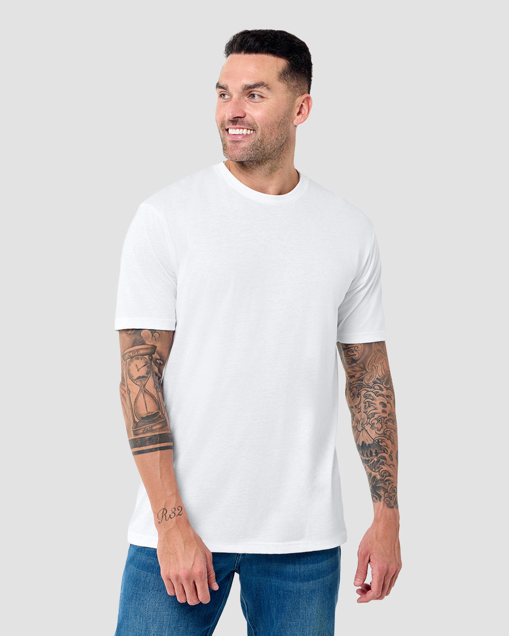 Basic Tee - Non-Branded-Navy-Tall-Regular-Front--Model---M