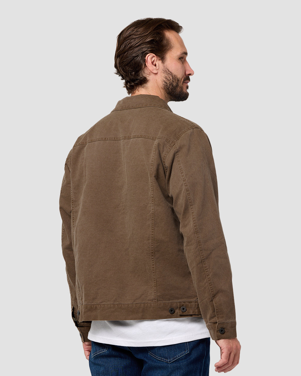 Tradesman Trucker Jacket - Non-Branded-Brown-Regular-Back--Model---L